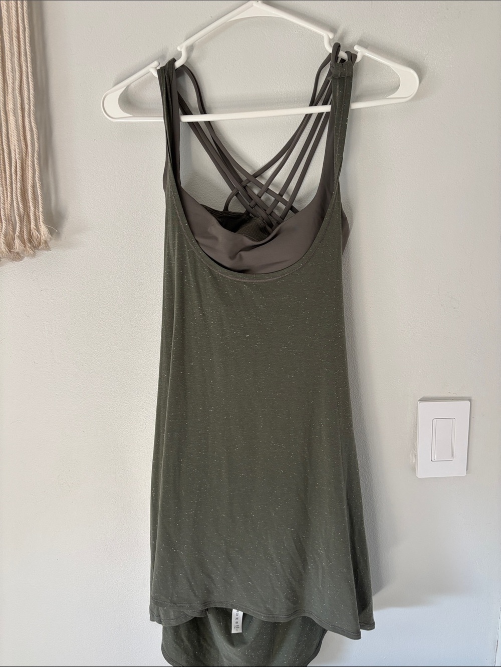 Lululemon Olive Strappy Tank Top with Built-In Shelf Bra